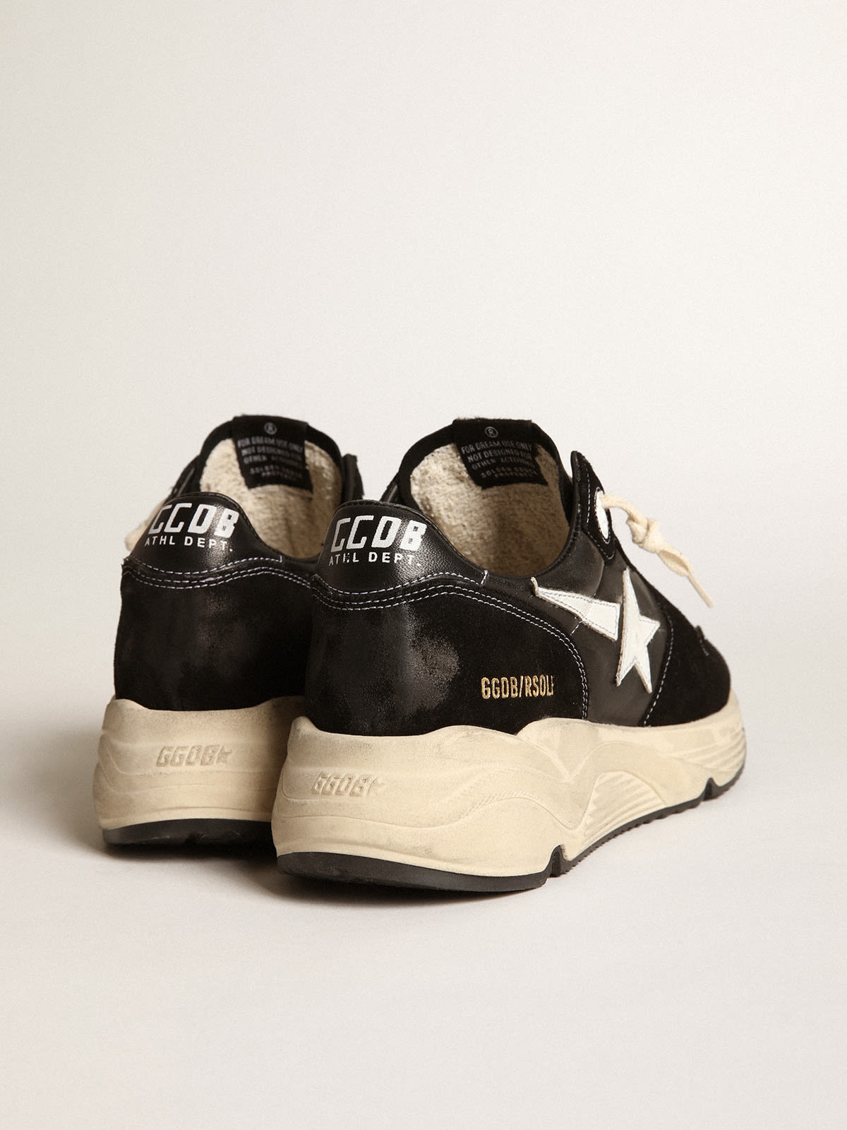 Men’s Running Sole in black nappa leather and suede with a white star - 5