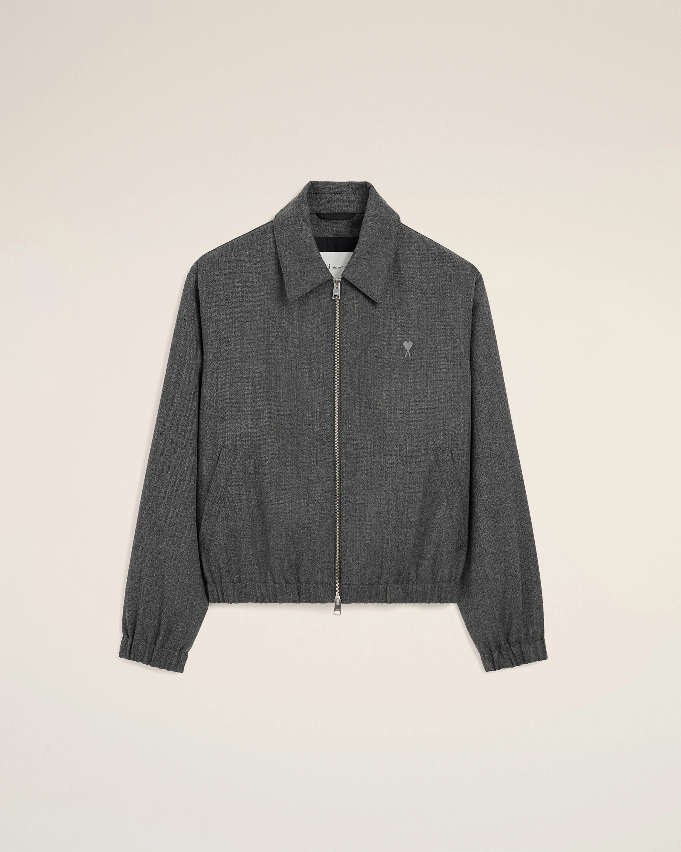 GREY WOOL PADDED JACKET WITH AMI DE COEUR - 1