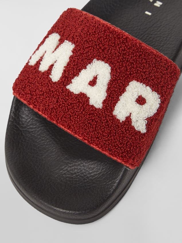 RUBBER SANDAL WITH WHITE AND RED TERRY-CLOTH BAND - 5