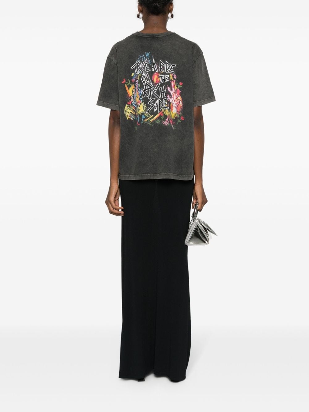 crystal-embellished graphic-print T-shirt - 2