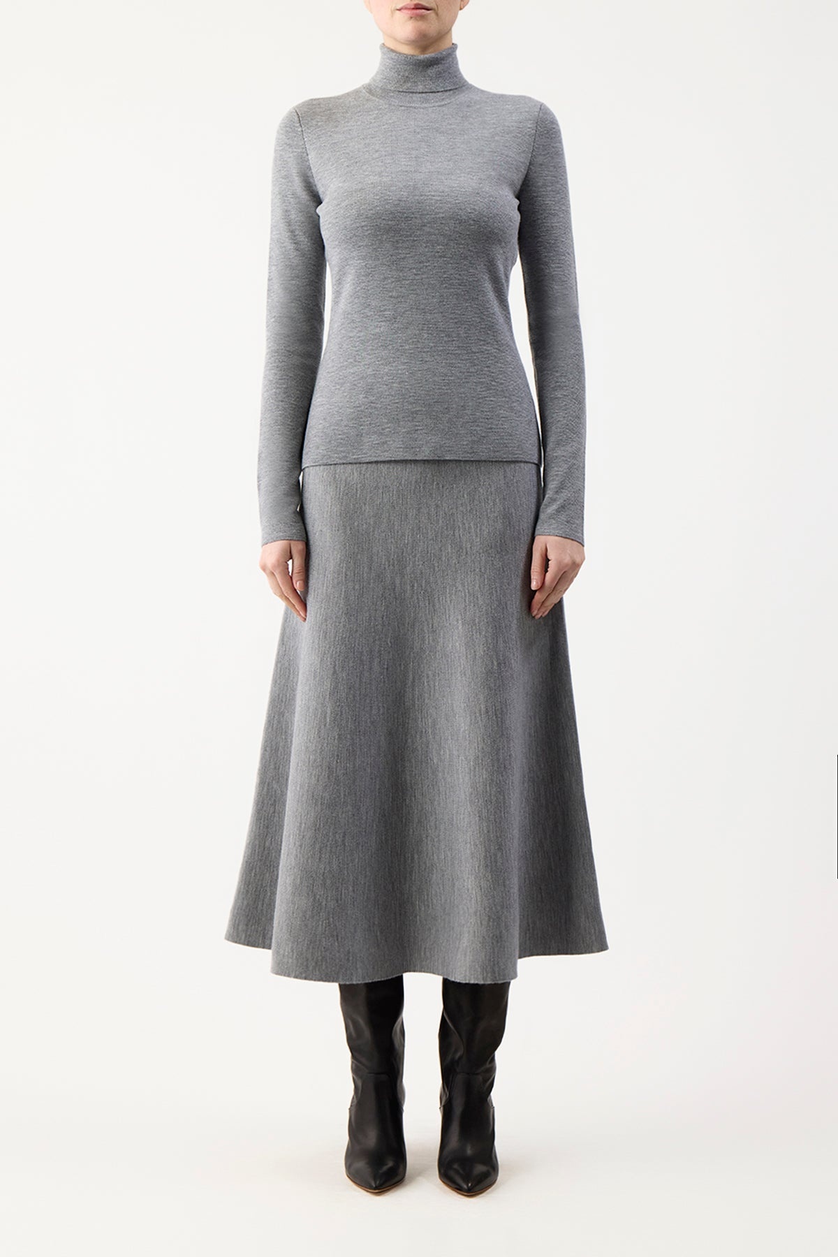 May Turtleneck in Heather Grey Cashmere Wool - 2