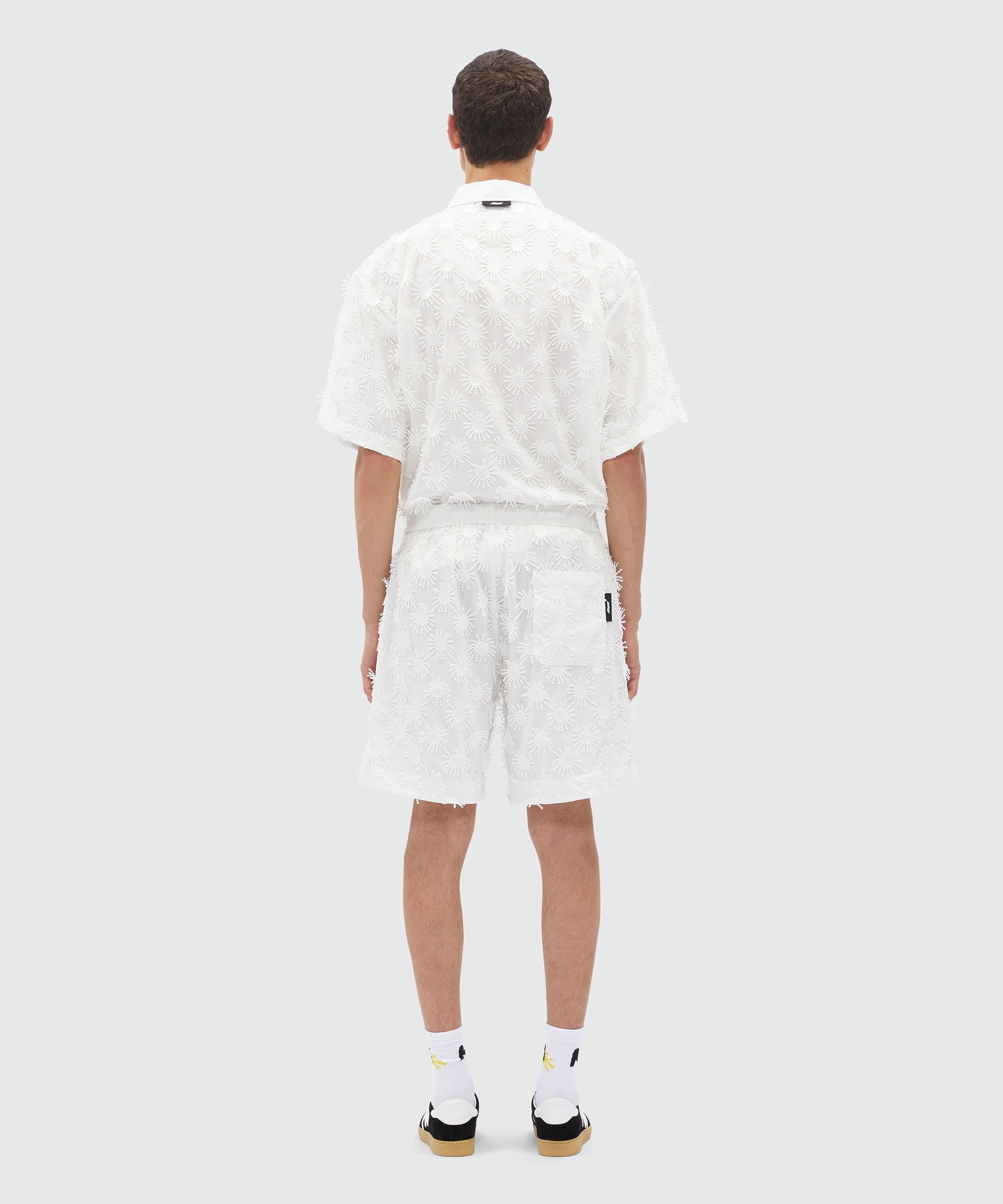 Bermuda shorts in white poplin with embroidery - 3
