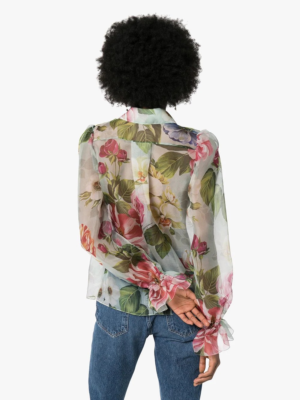 floral print organza shirt - 4