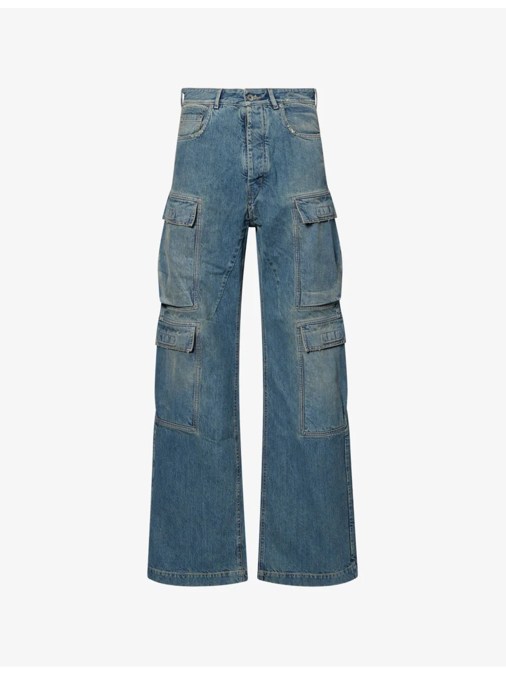 Double Patch-Pocket Cargo Denim Jeans - 1