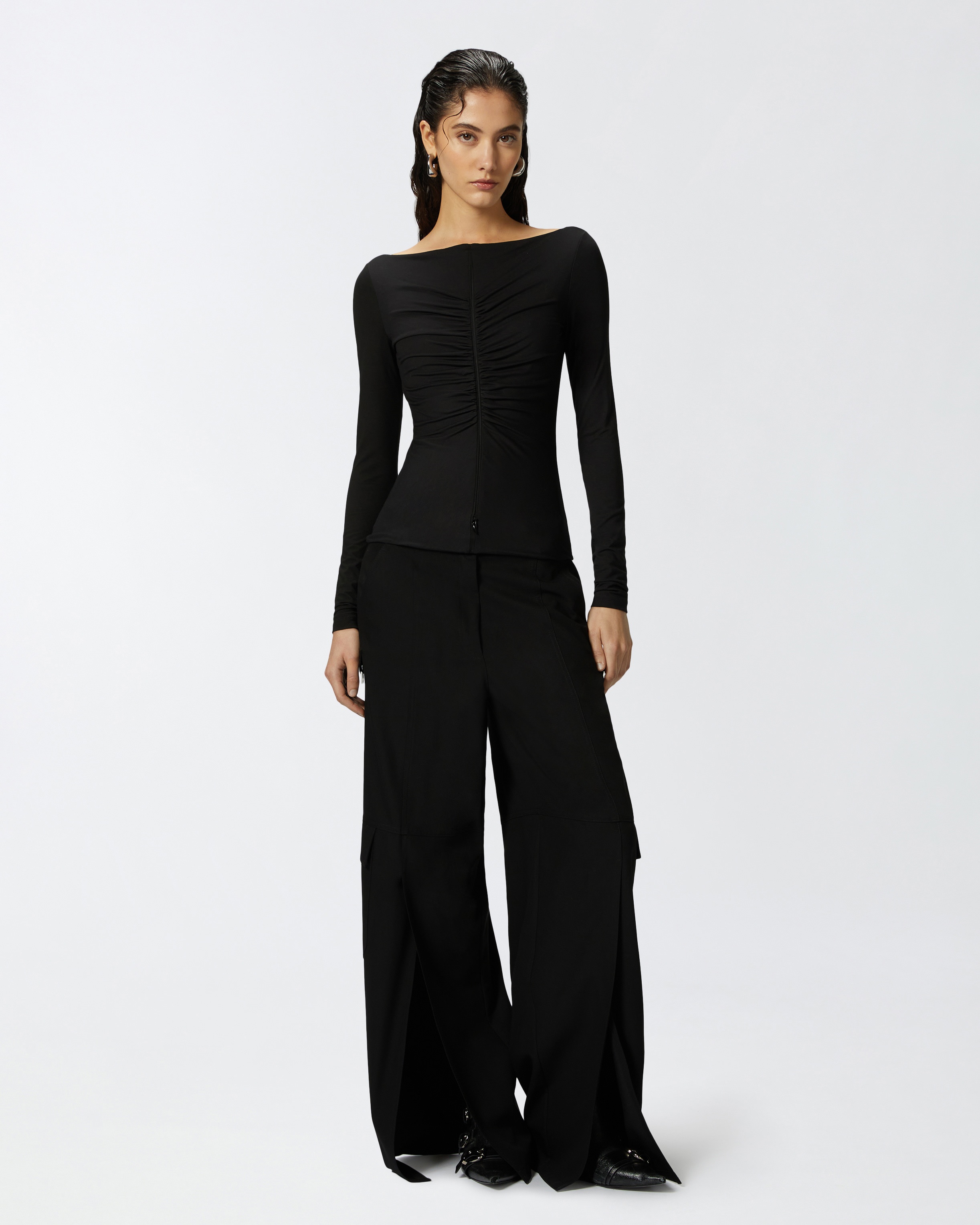 SLIM-FIT SWEATER WITH ZIP AND GATHERING AT THE FRONT - 3