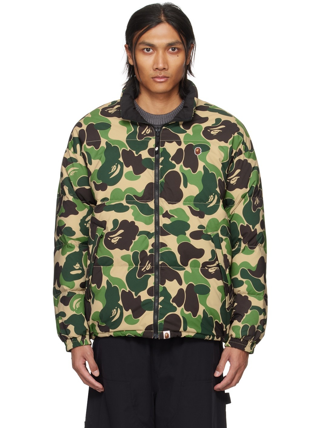 Green ABC Camo Reversible Down Jacket - 1