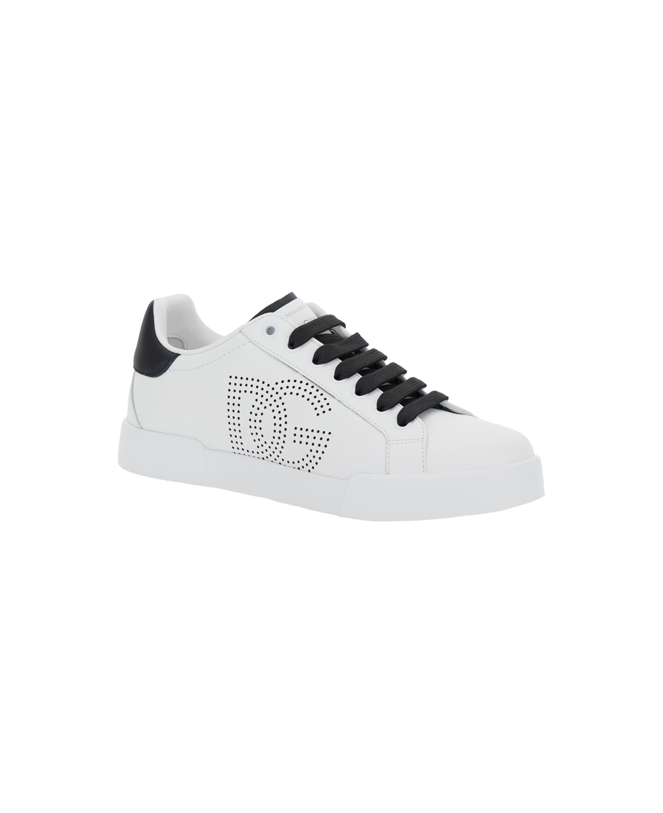 'portofino Light' White Sneakers With Perforated Logo On The Side And Logo Patch On The Tongue In Le - 2
