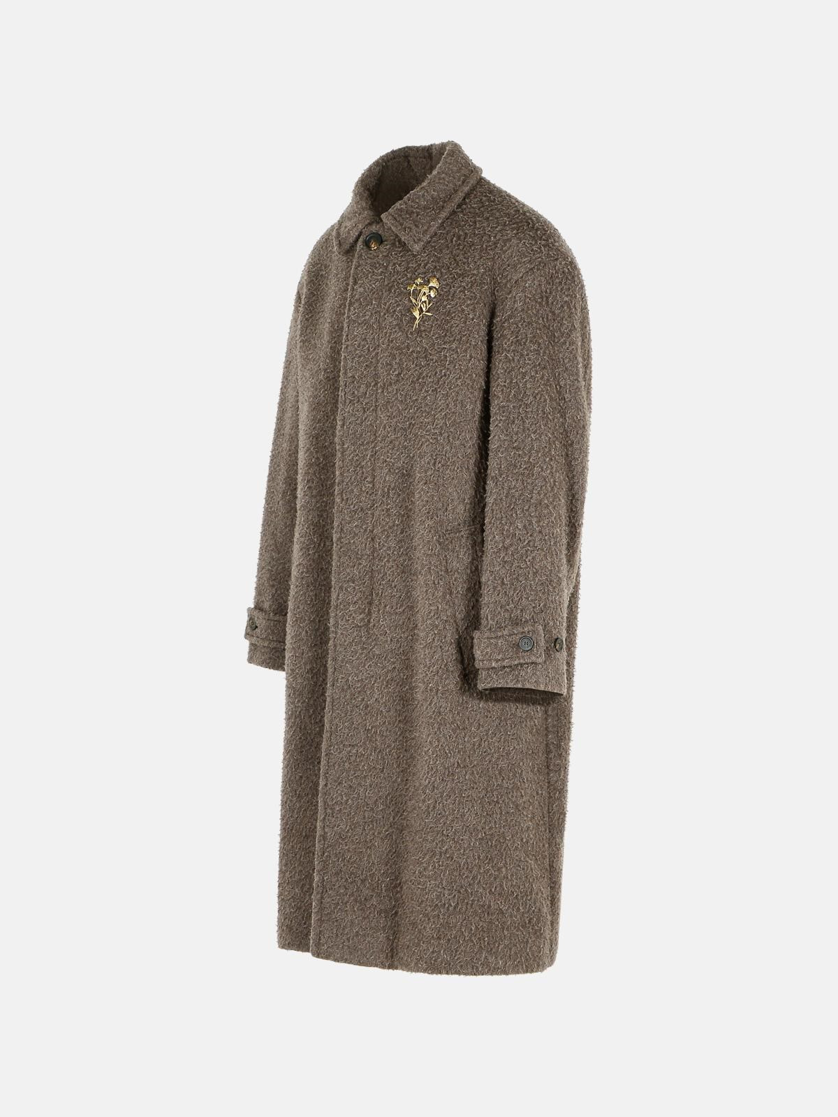 BROWN WOOL AND MOHAIR COAT - 2