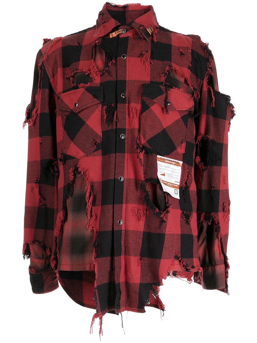 distressed plaid shirt - 1