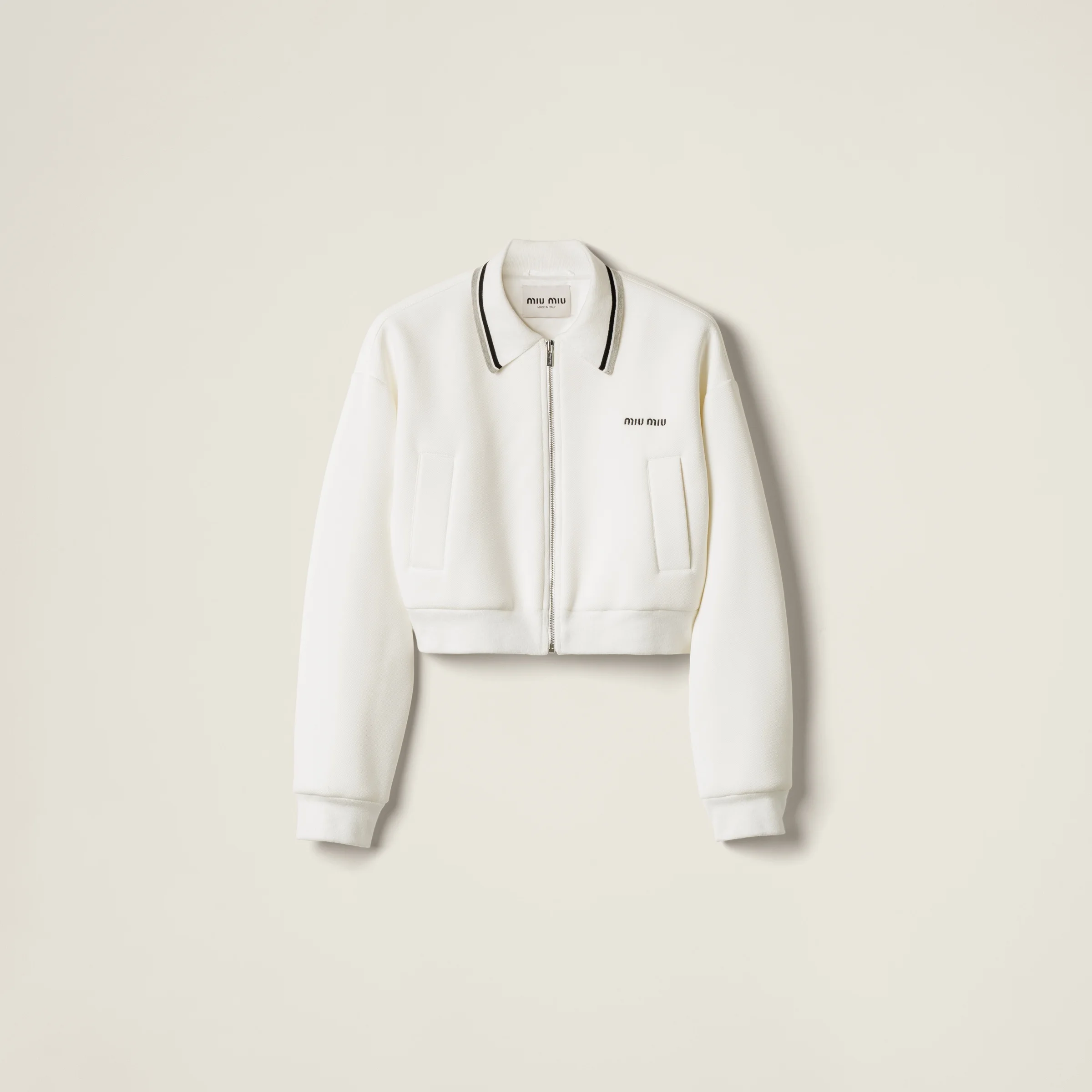 Bonded piqué and technical jersey blouson jacket - 1