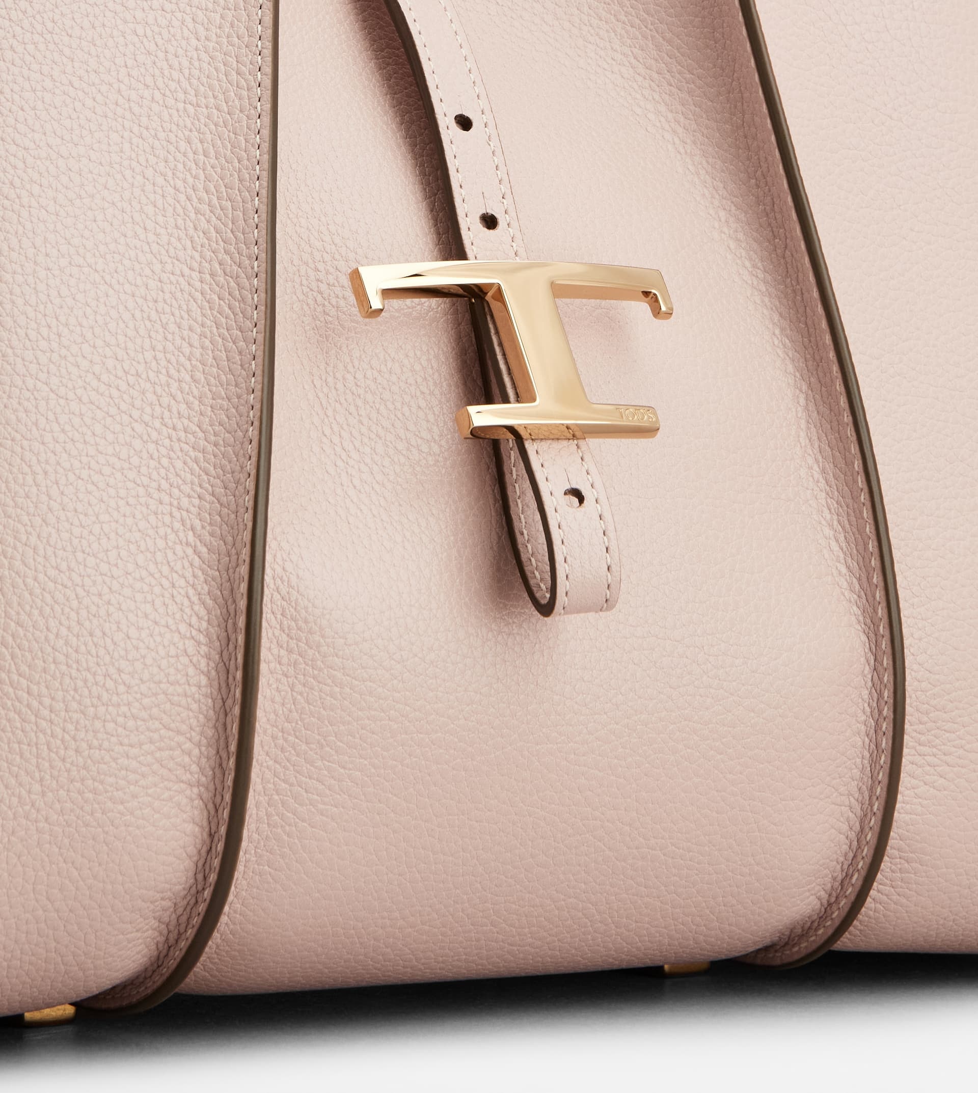 T TIMELESS SHOPPING BAG IN LEATHER SMALL - PINK - 5