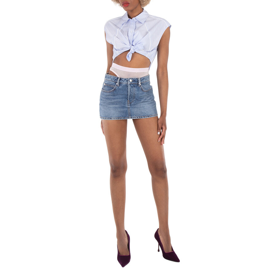 T by Alexander Wang Hotfix Mesh Undie Crystal Mini Skirt - 5