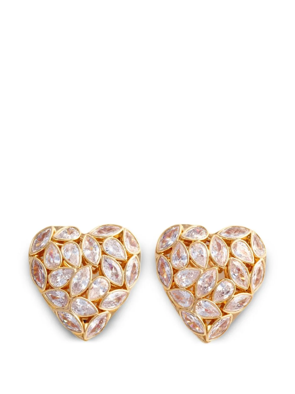 crystal-embellished heart earrings - 1