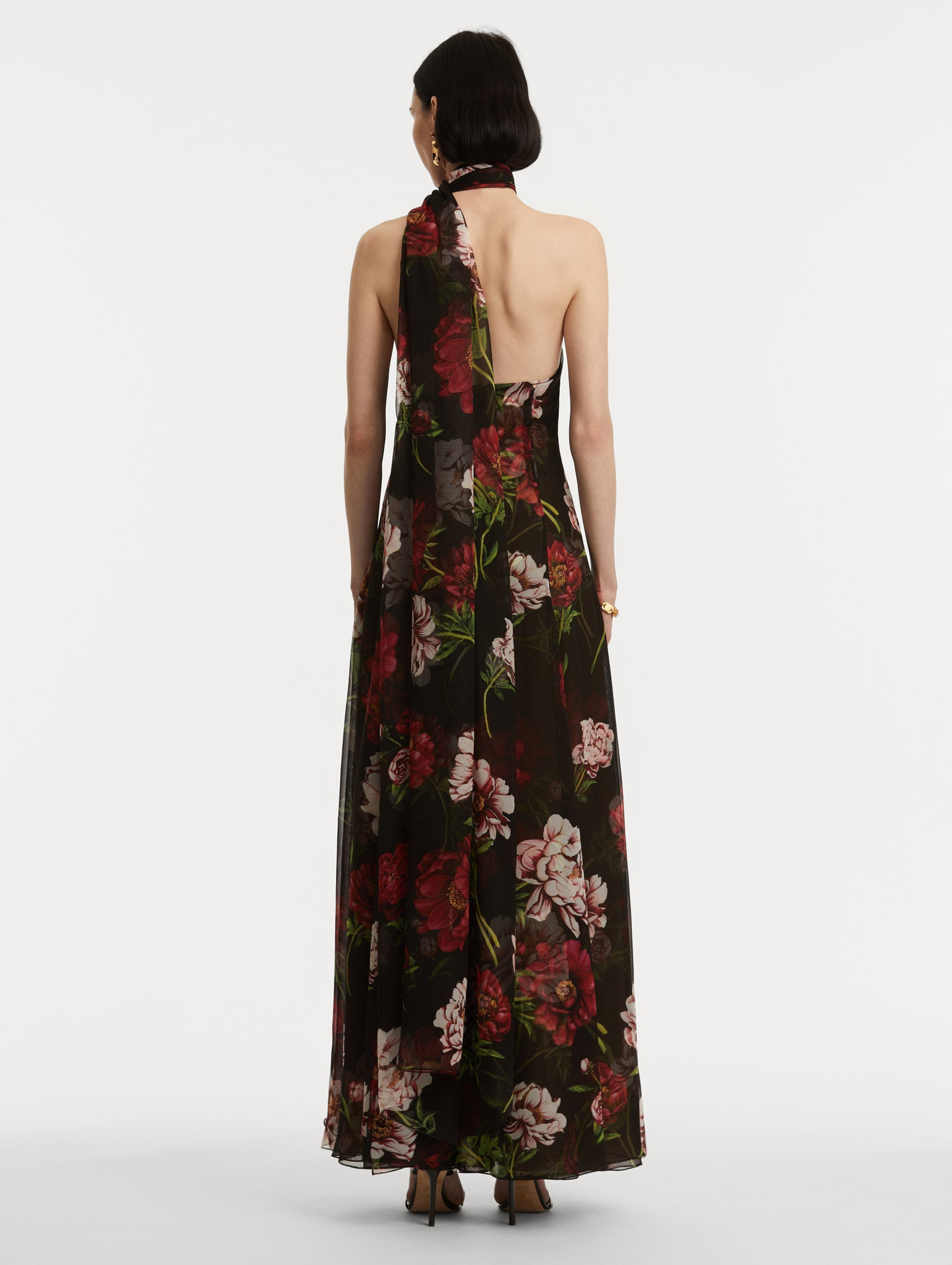 PEONY SILK CHIFFON GOWN - 3