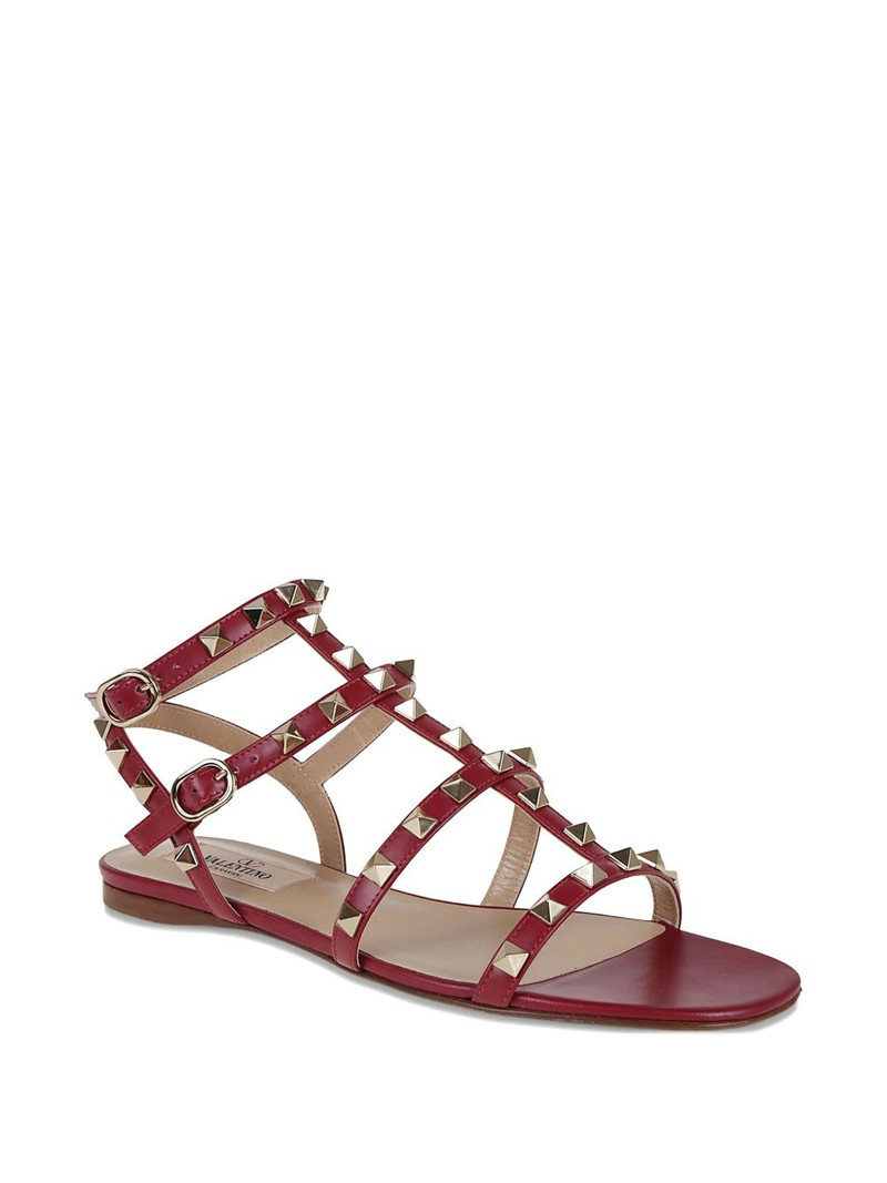 Valentino studded leather flat sandals outlook