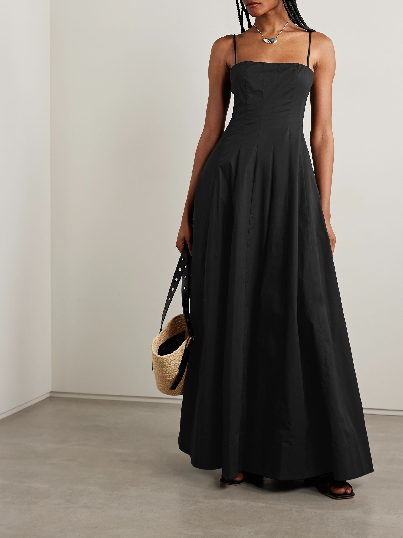 Wylie cotton-blend poplin maxi dress Black - 2