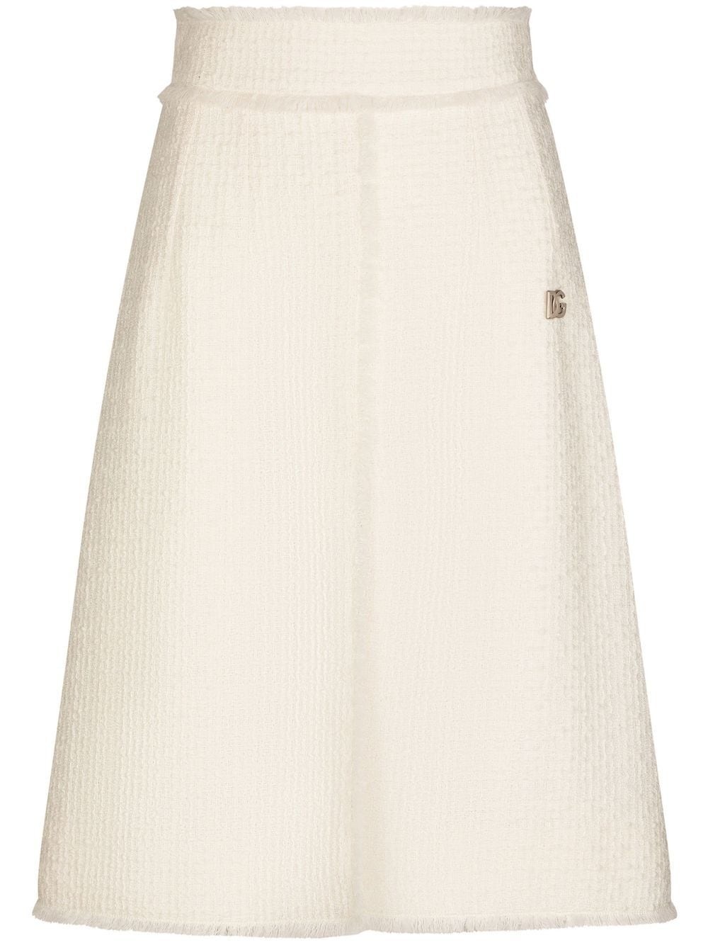 logo plaque bouclé A-line skirt - 1