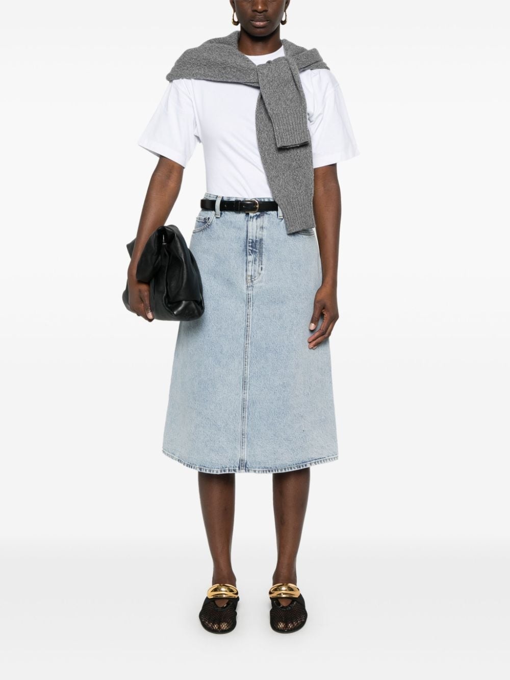 organic cotton denim midi skirt - 2