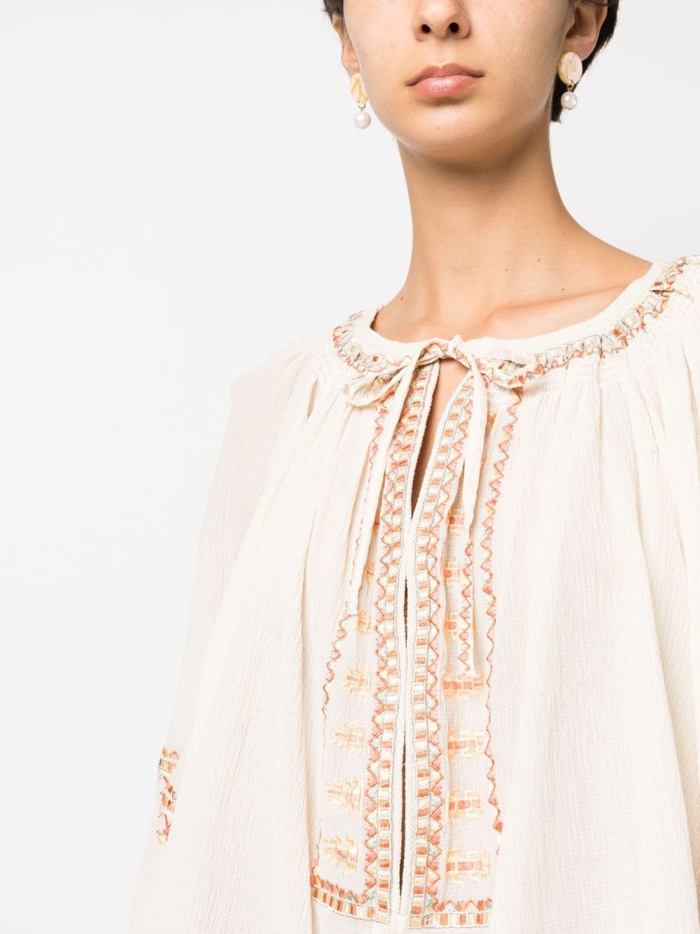 sequin-embellished embroidered blouse - 5