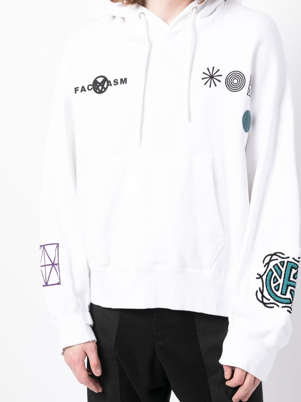 embroidered drawstring-fastening hoodie - 5