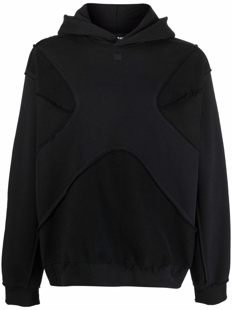 piped melange hoodie - 1