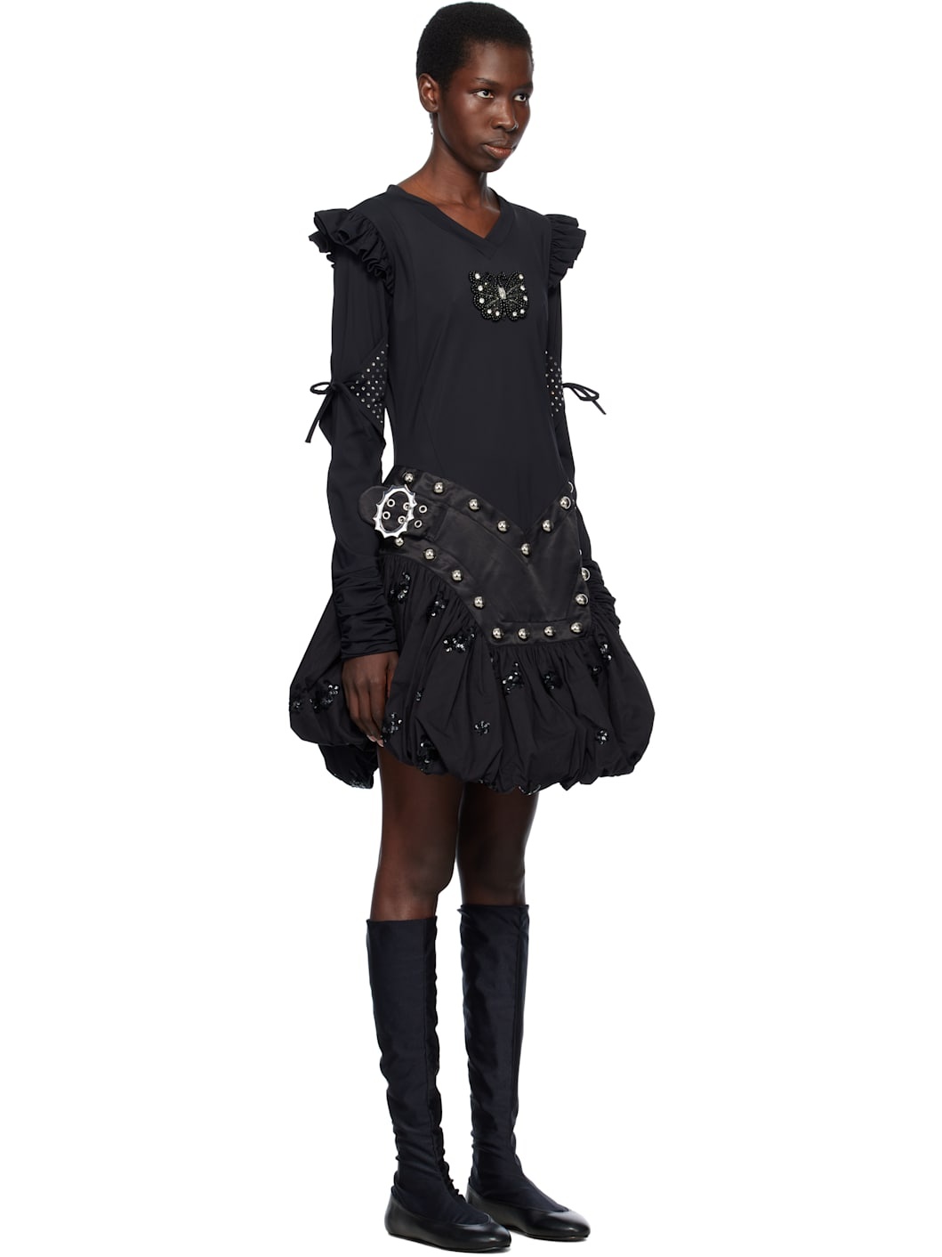 Black Backtuck Minidress - 2