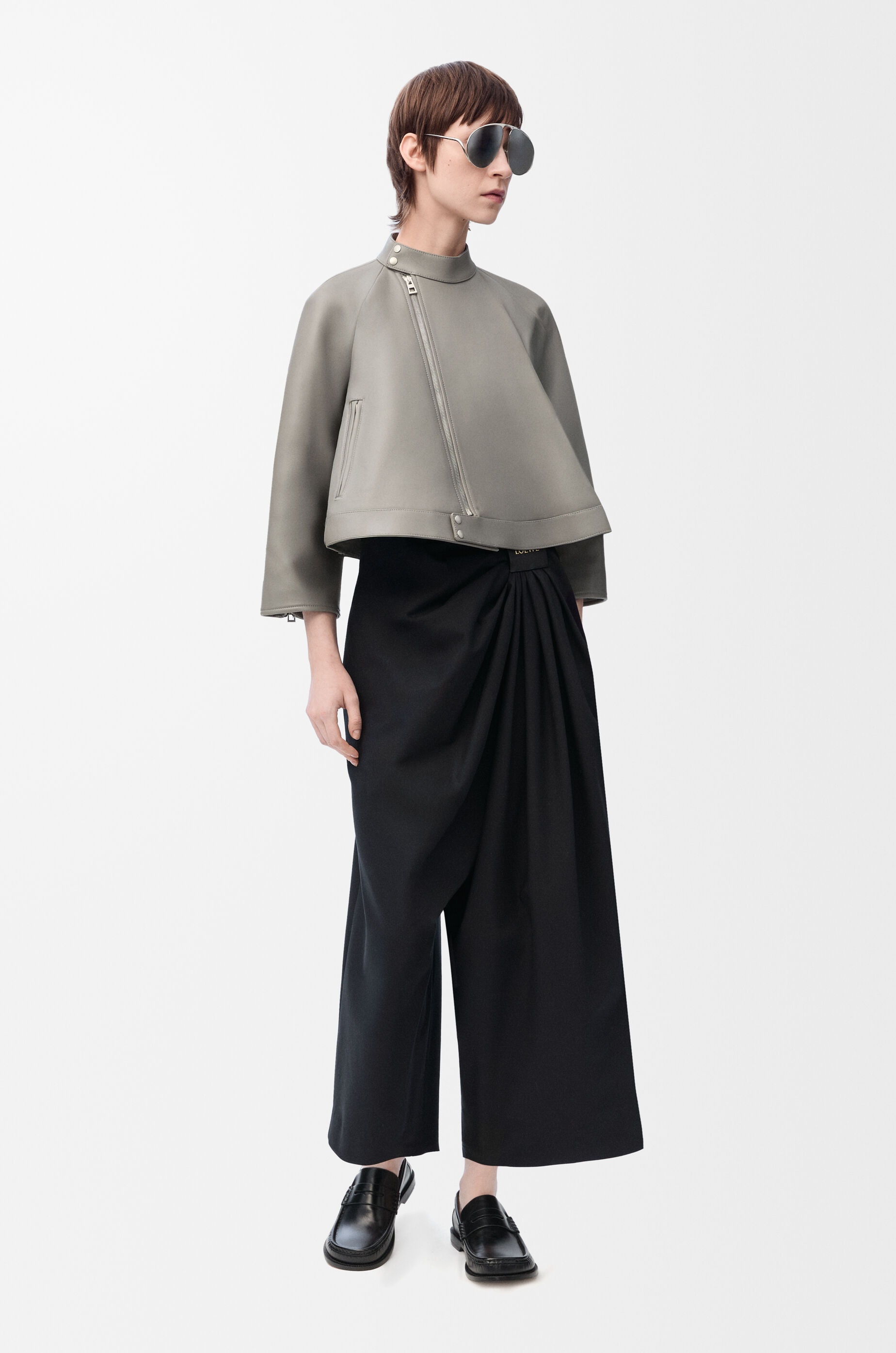Cropped draped trousers in cotton and silk - 2