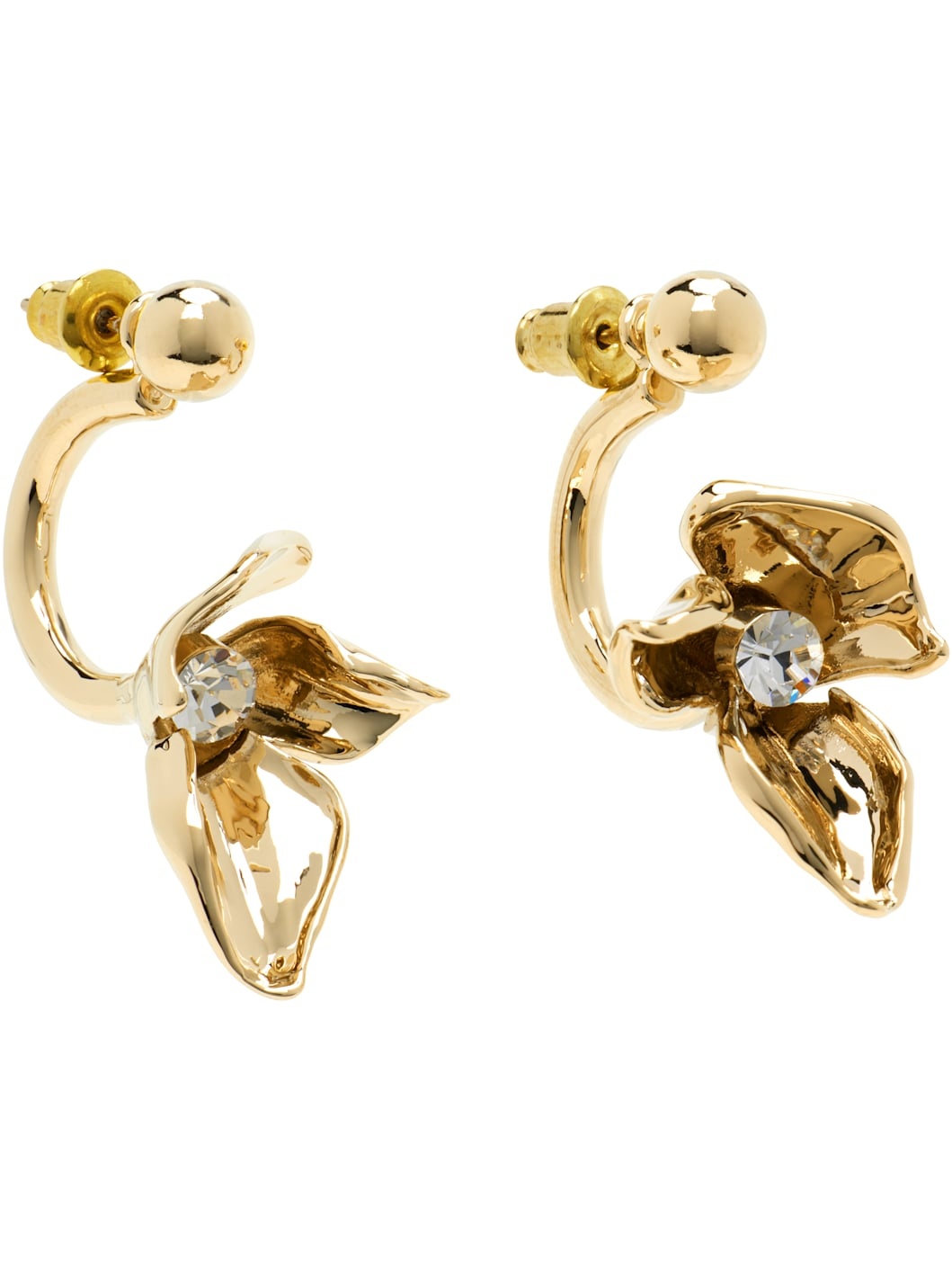 Small Flower Half Ring Earrings - 2