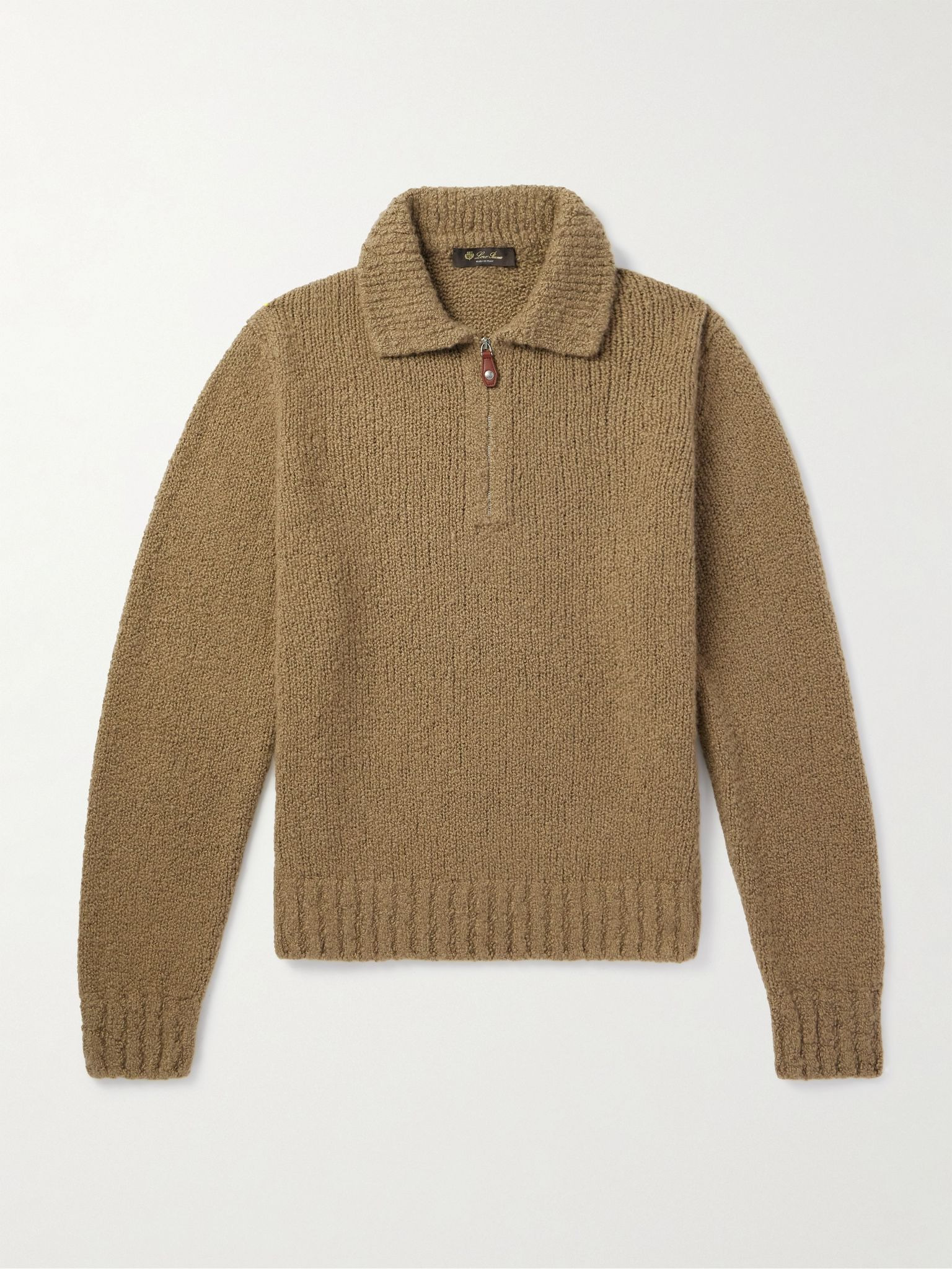 Folecchio Cashmere and Silk-Blend Half-Zip Sweater Brown - 1