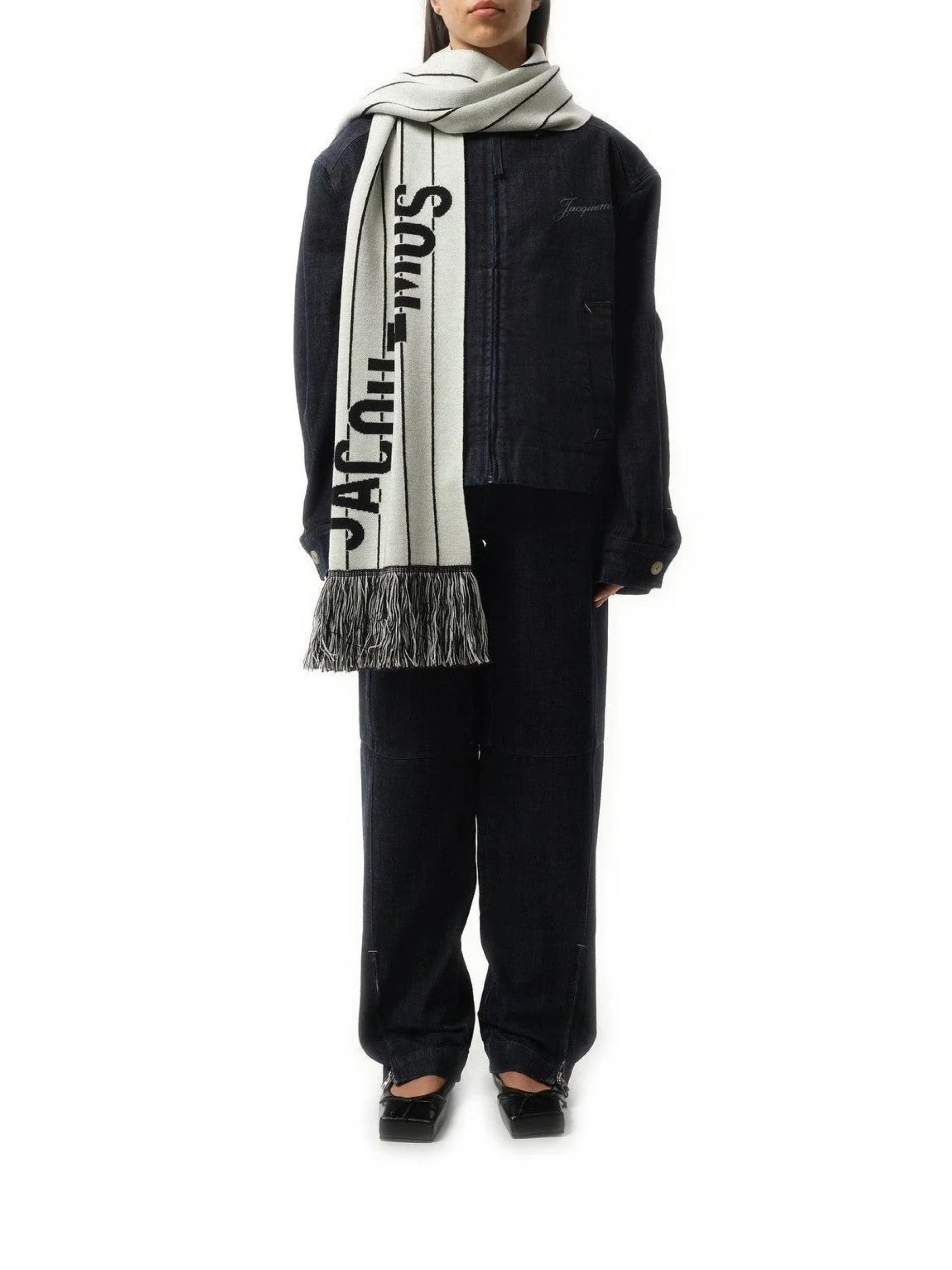 L'Echarpe Liga Scarf in Black/White - 3