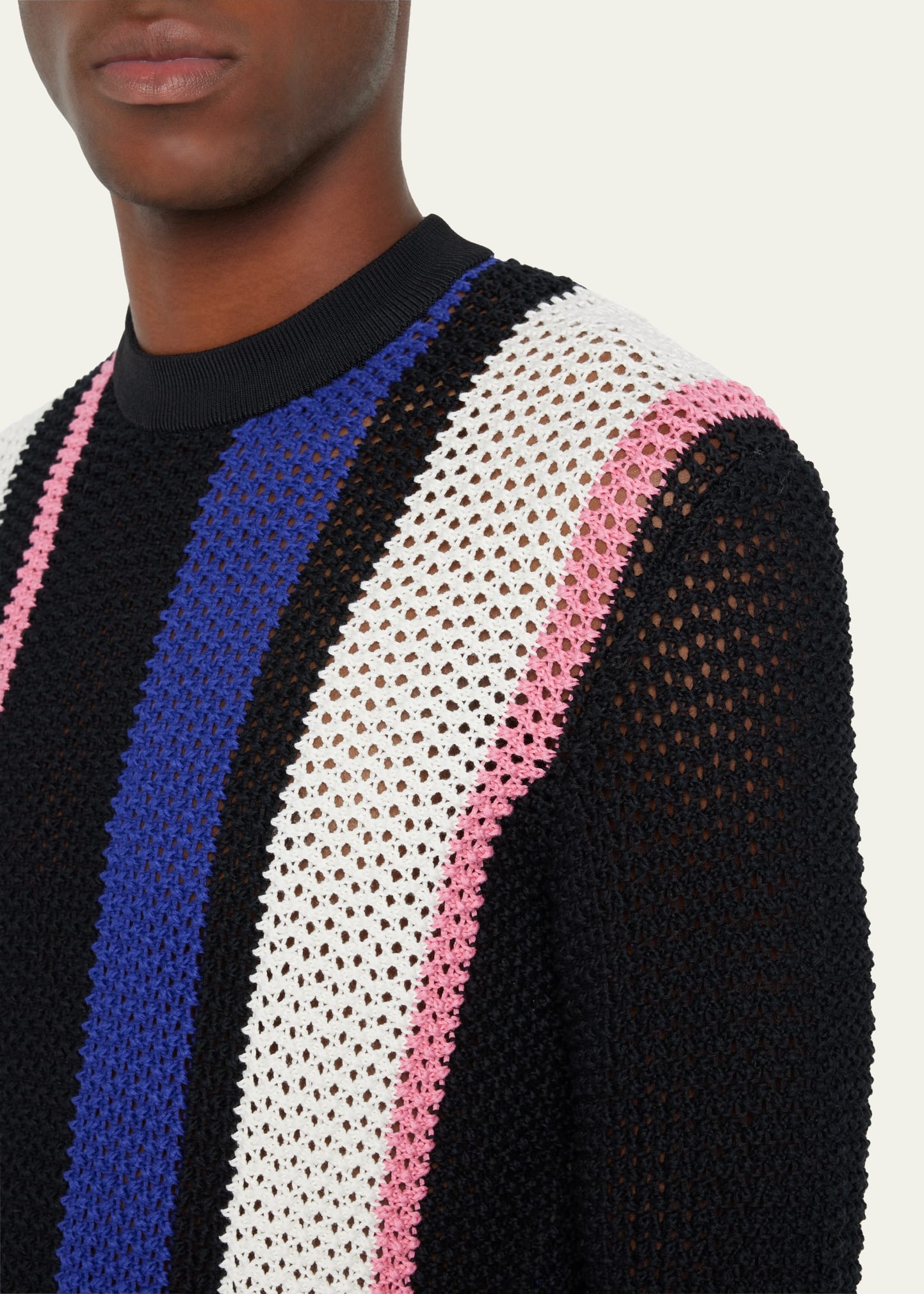Men's Block Stripe Pointelle Sweater - 5