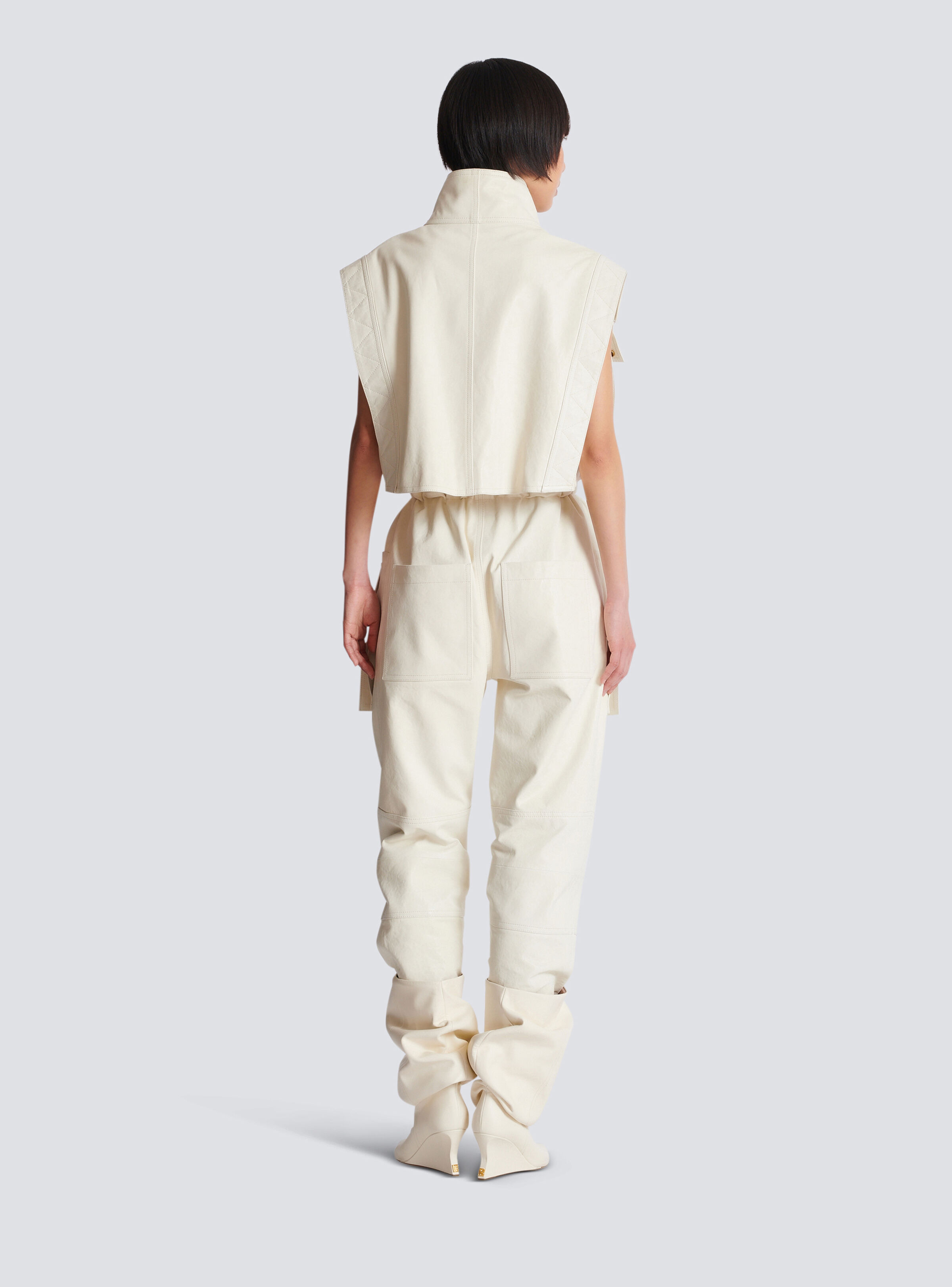 Sleeveless lambskin jumpsuit - 4