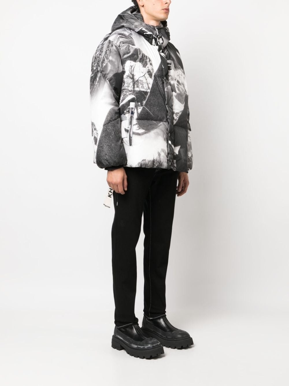photograph-print padded jacket - 3