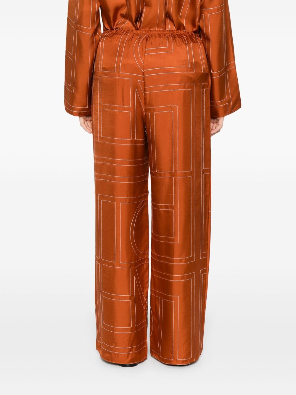 monogram silk trousers - 4
