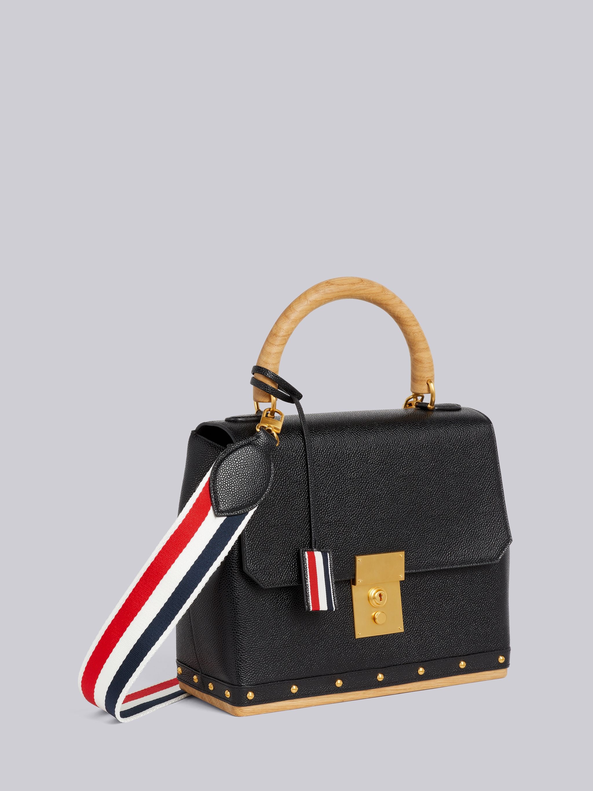 Black Pebbled Calfskin Wooden Base Mrs. Thom Bag - 3