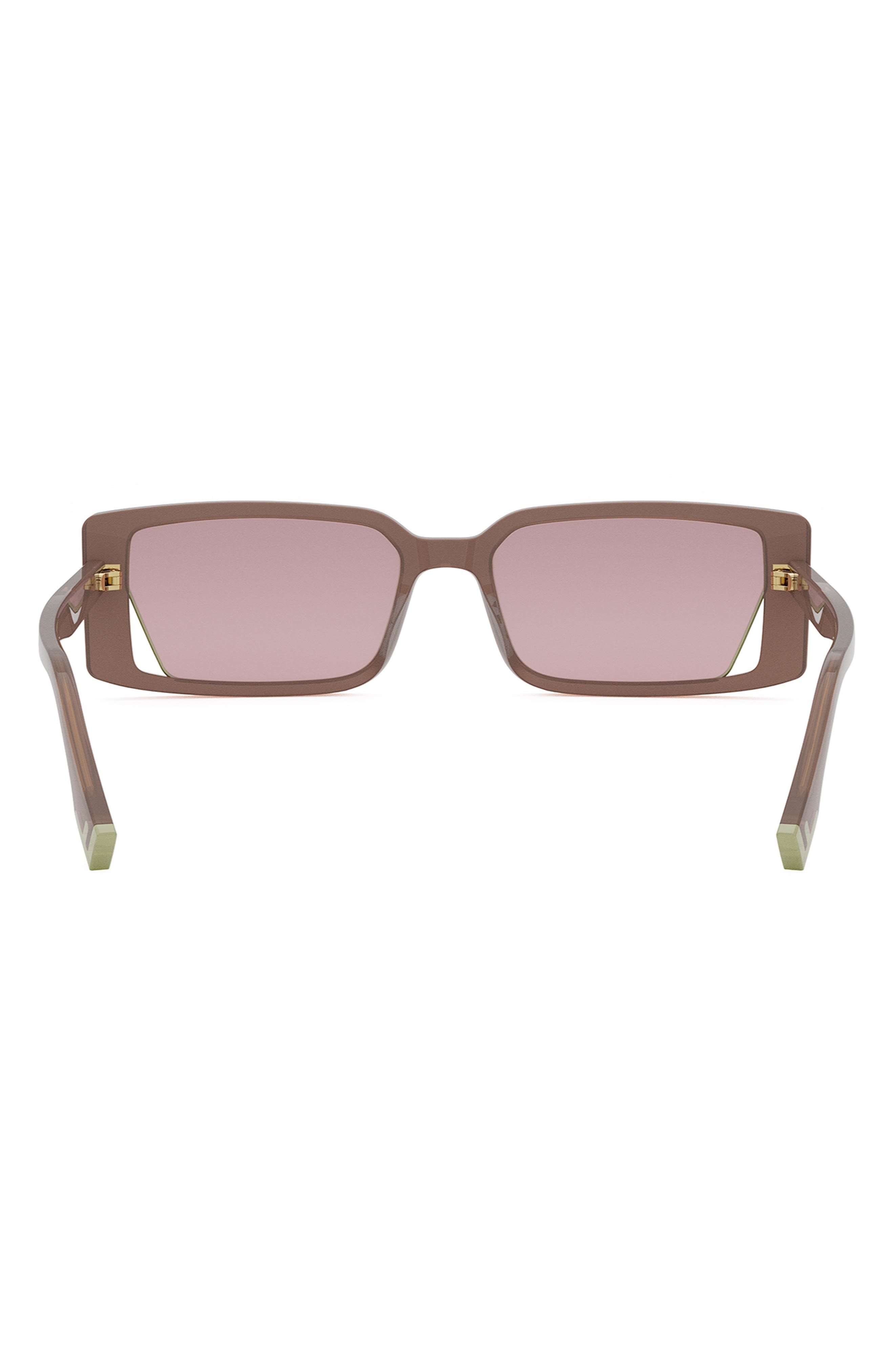 Fendi Way 53mm Rectangular Sunglasses in Shiny Light Brown /Violet at Nordstrom - 6