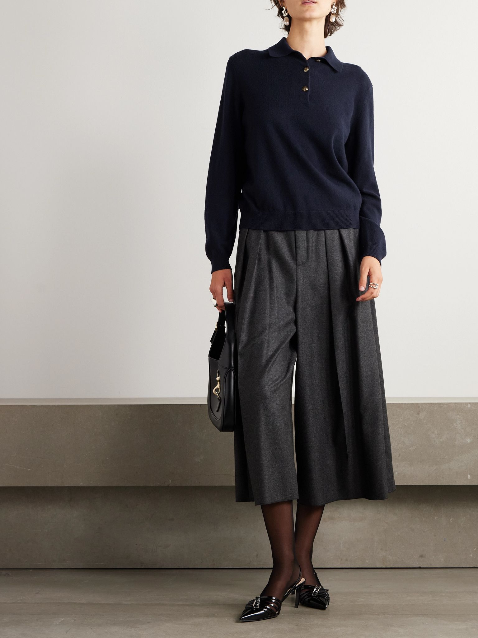 Cashmere polo sweater Navy - 2