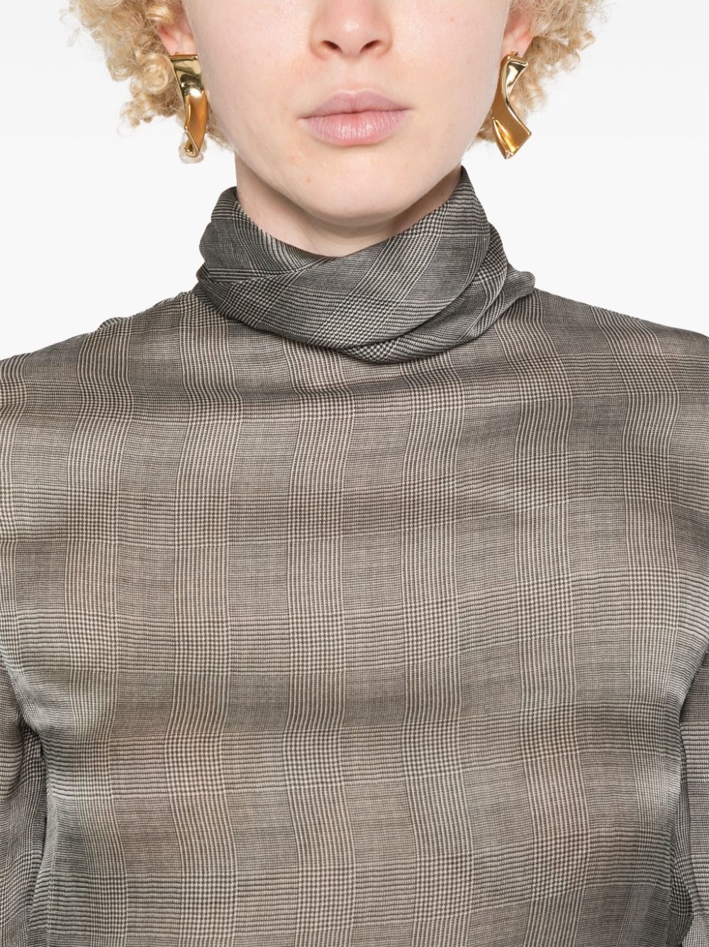 fine-check sheer-silk top - 5