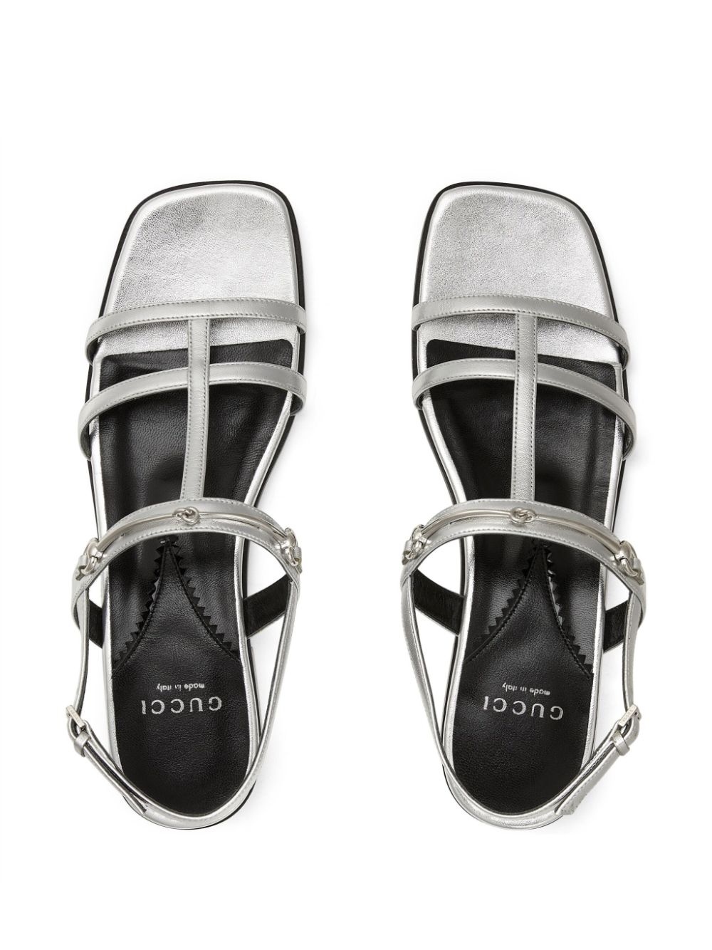 Horsebit caged metallic leather sandals - 4