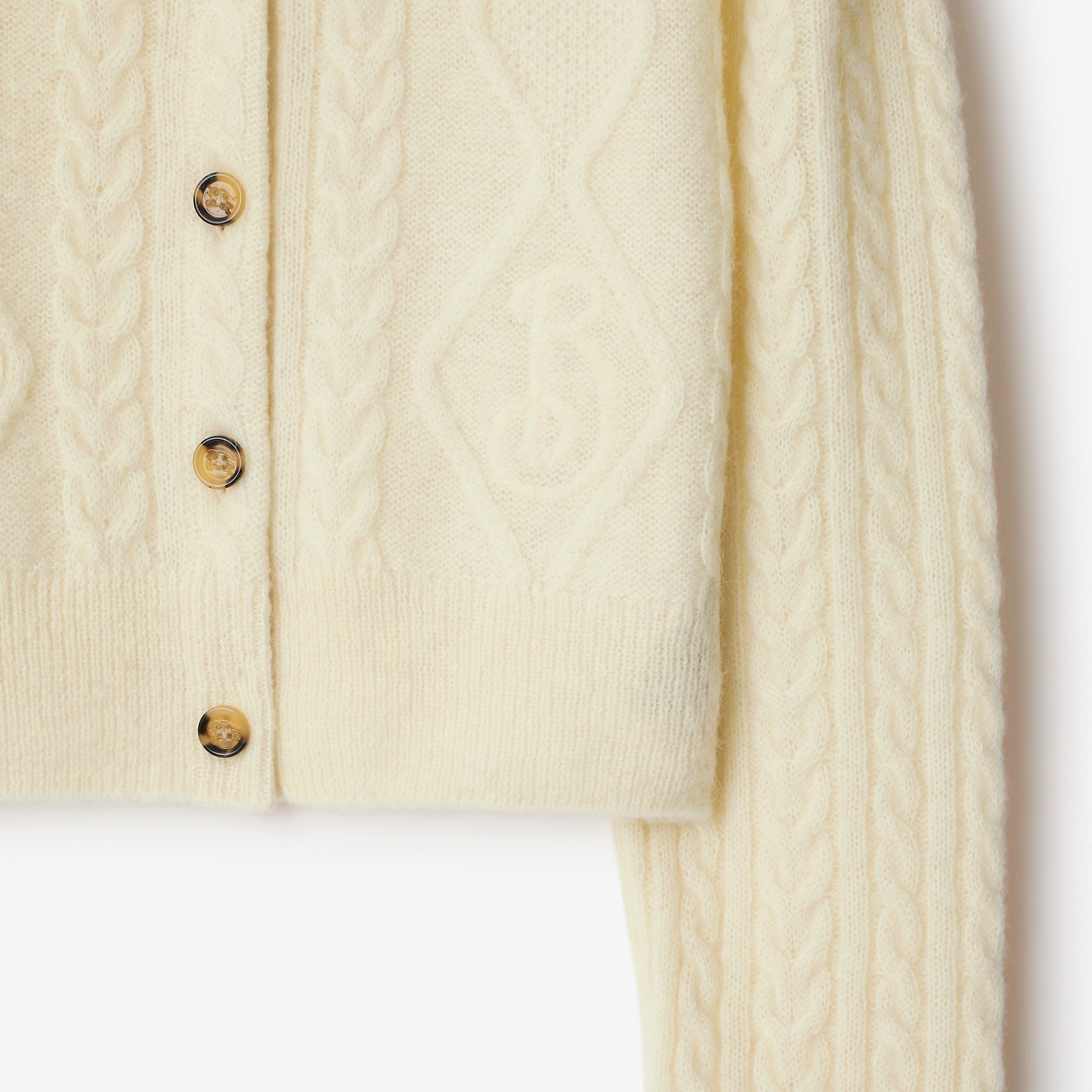 Cropped Aran Wool Blend Cardigan - 5