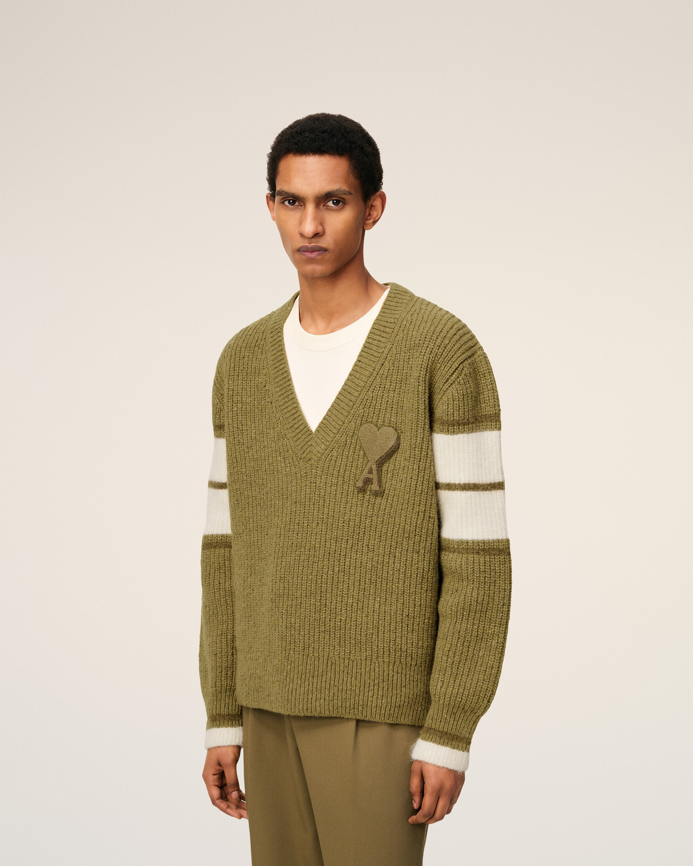 GREEN WOOL COLLEGE SWEATER - 3