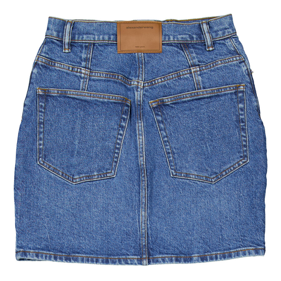 T by Alexander Wang Snap Front High-Waisted Denim Skirt - 6