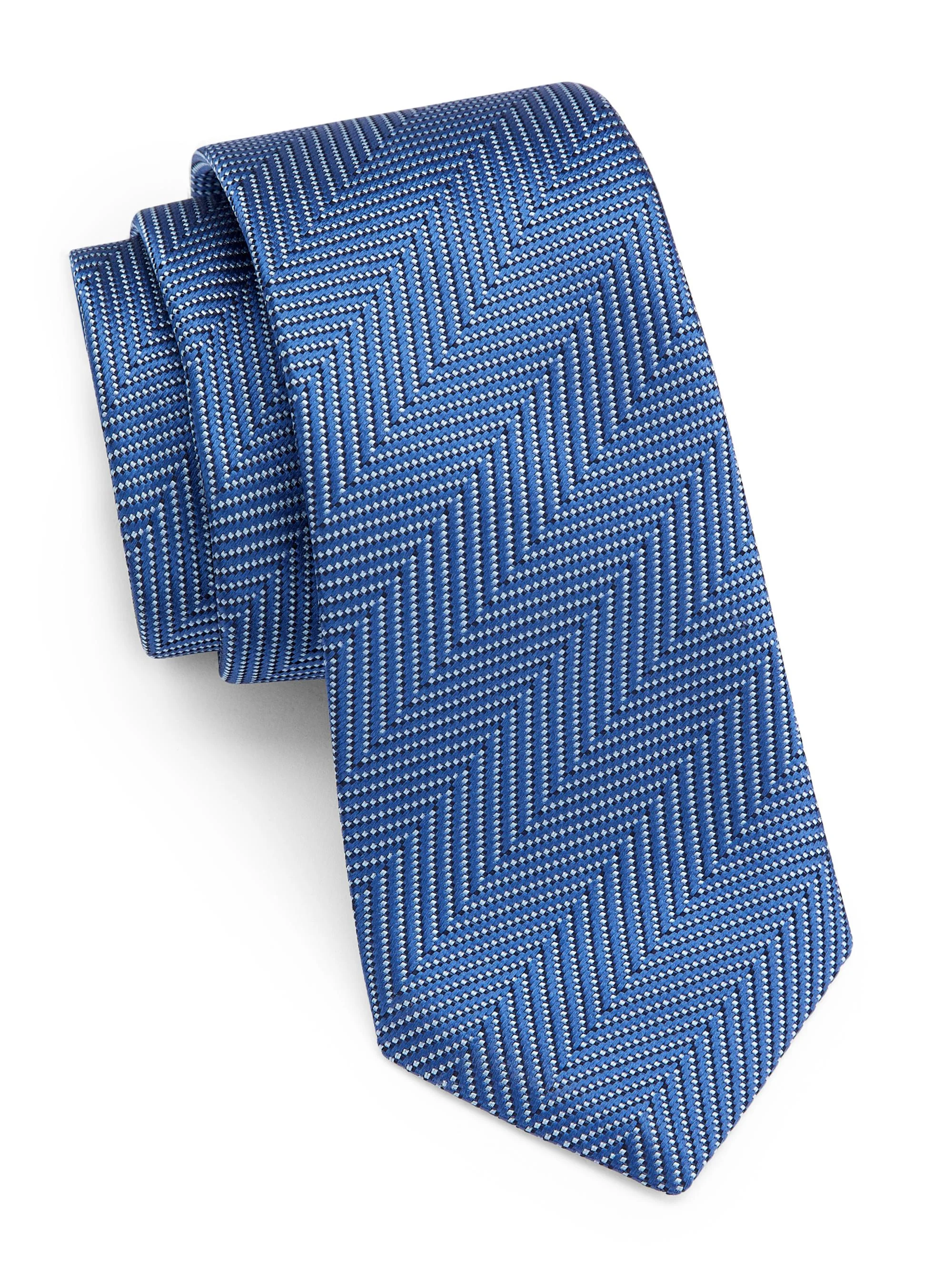 Men's Chevron Silk Tie - Oltremarine Blue - 1