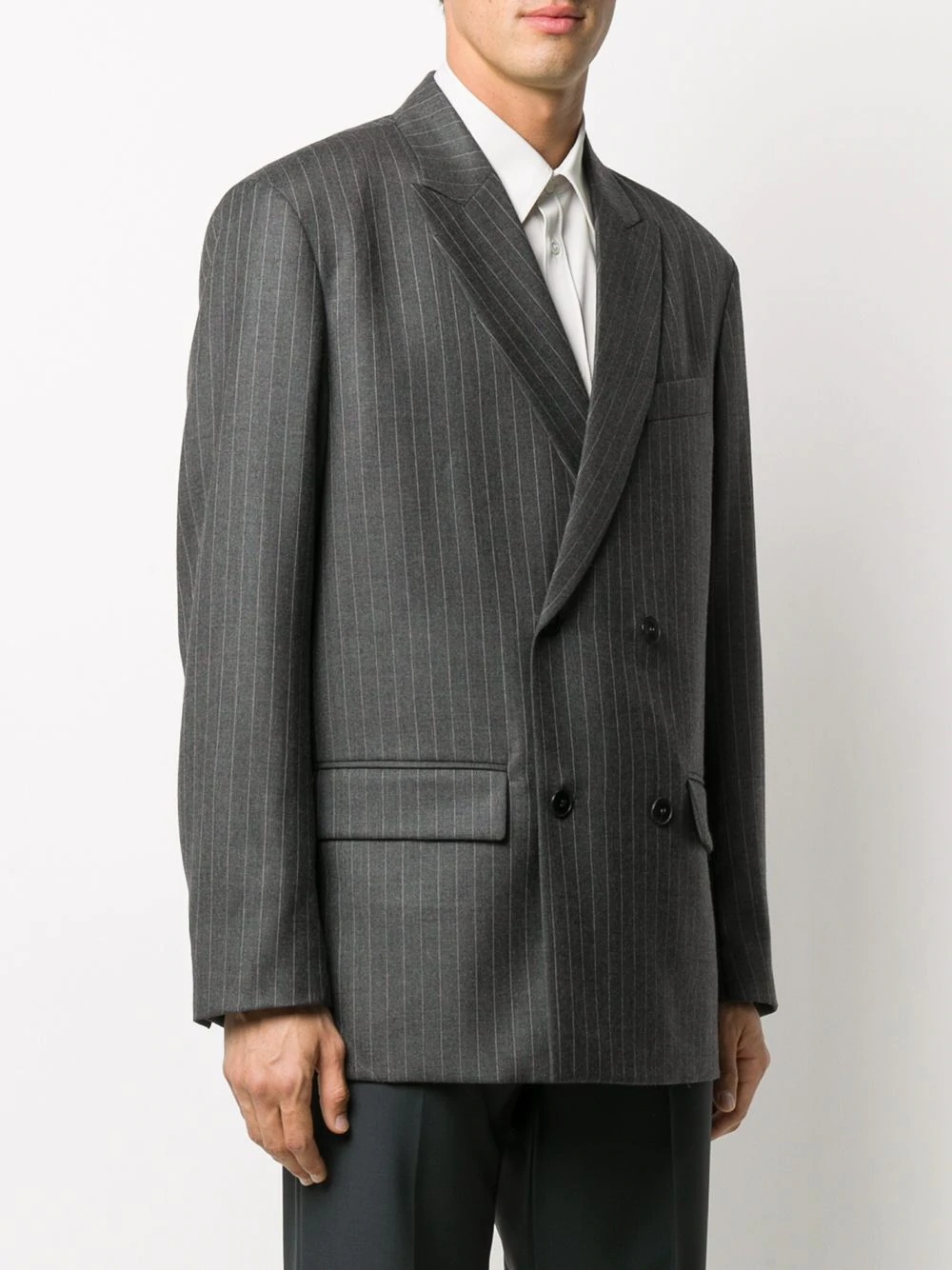 pinstripe double-breasted blazer - 3