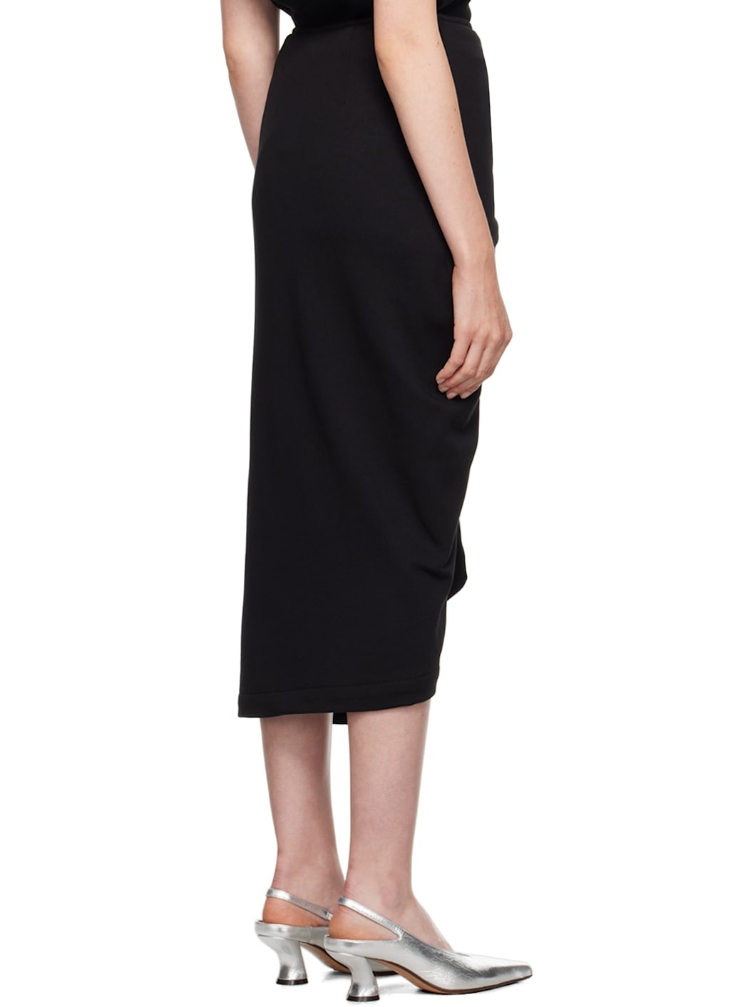 Black Terry Midi Skirt - 3