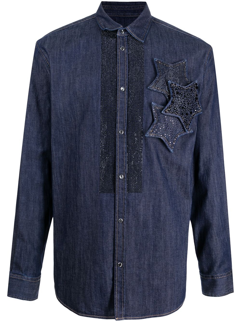 star patch denim shirt - 1