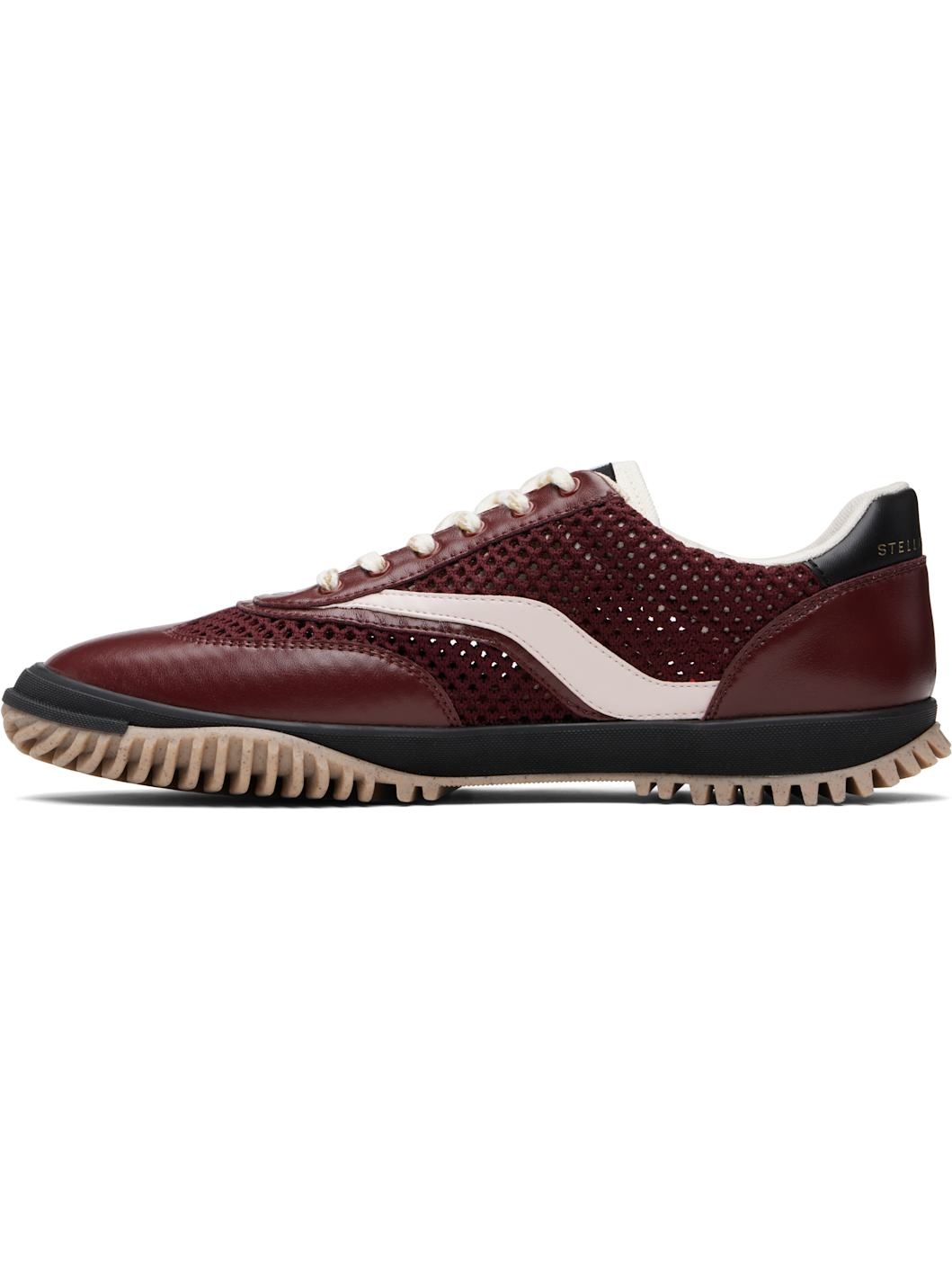 Burgundy S-Wave Sport Mesh Paneled Sneakers - 3