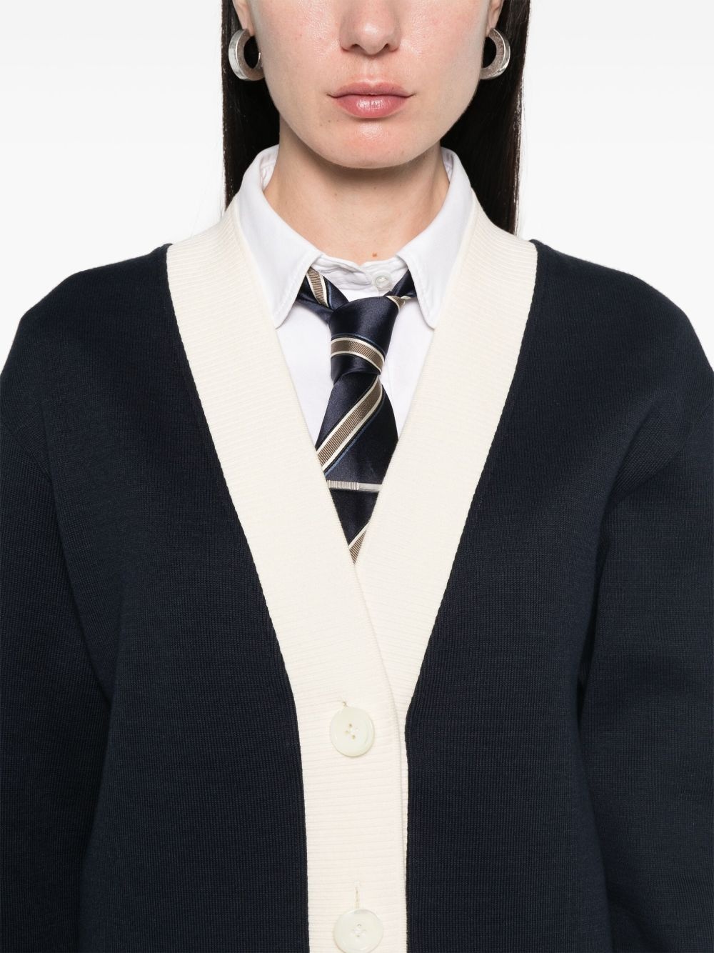 contrasting-trim V-neck cardigan - 5