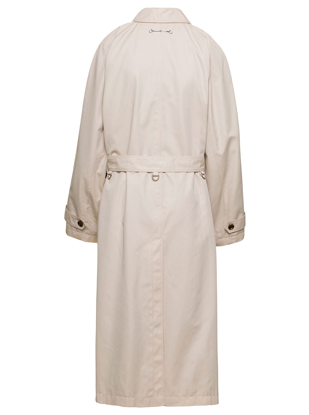 Gucci Women Beige Single-Breasted Trench Coat With Matching Belt In Cotton Blend Woman - 2
