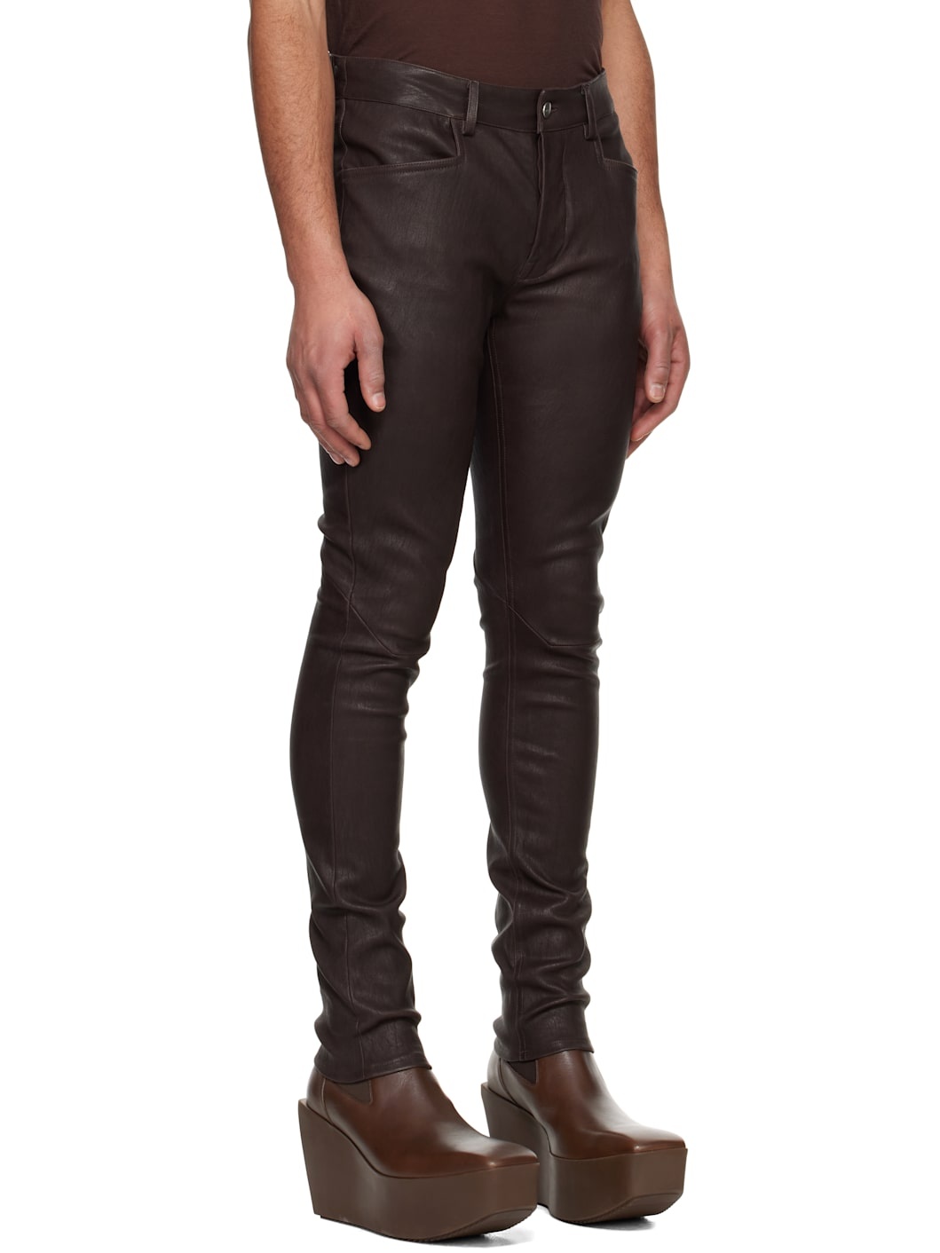 Brown Hollywood Tyrone Leather Pants - 2